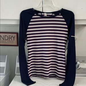 Sperry Striped Swim Rash Guard in Navy, Red and White